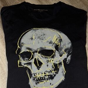 John Varvatos Black and Gray Skull Tee